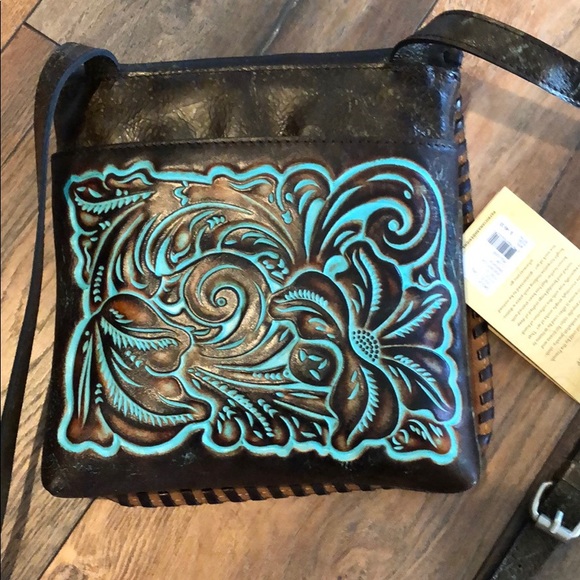 (SOLD) Patricia Nash Turquoise tooled crossbody - Picture 4 of 7